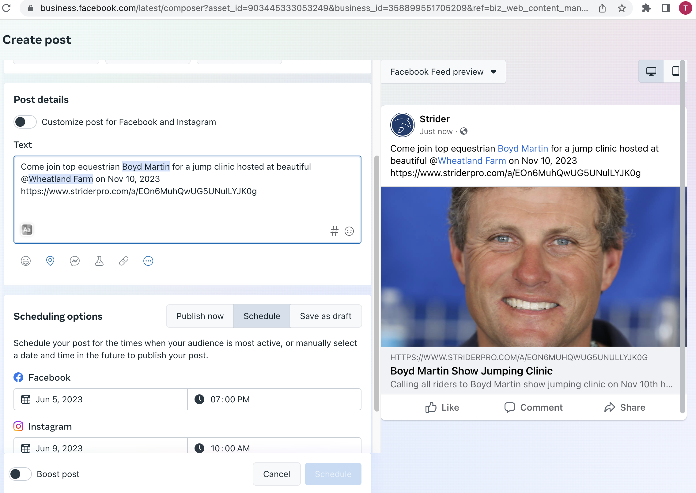 Schedule Boyd Martin